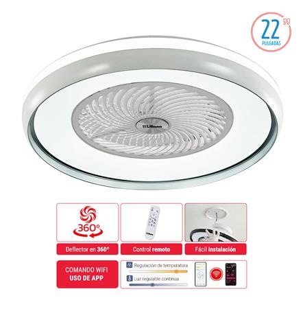 Ventilador de Techo Liliana 22" 60 W con luminaria y control remoto